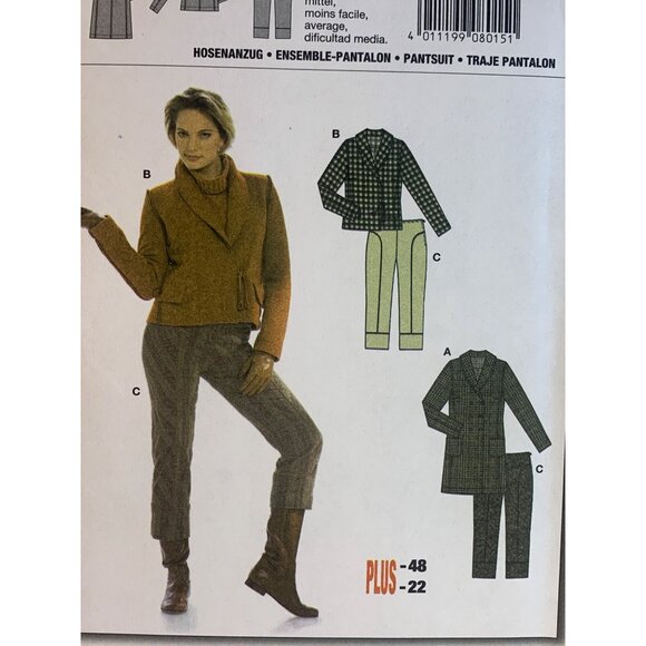 Burda Misses Jacket Pants Sewing Pattern sz 10-22 8015 - uncut - Picture 3 of 10